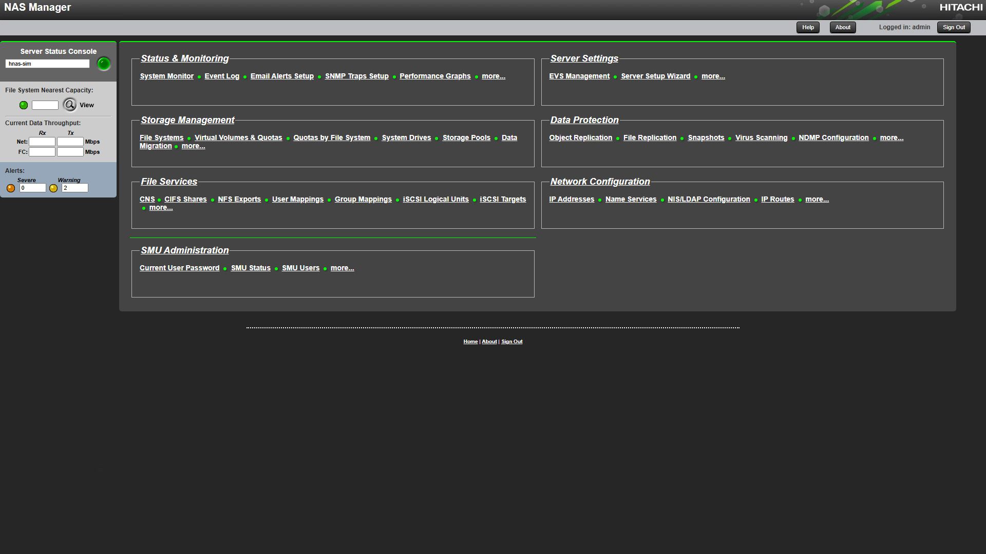Legacy NAS Manager dashboard